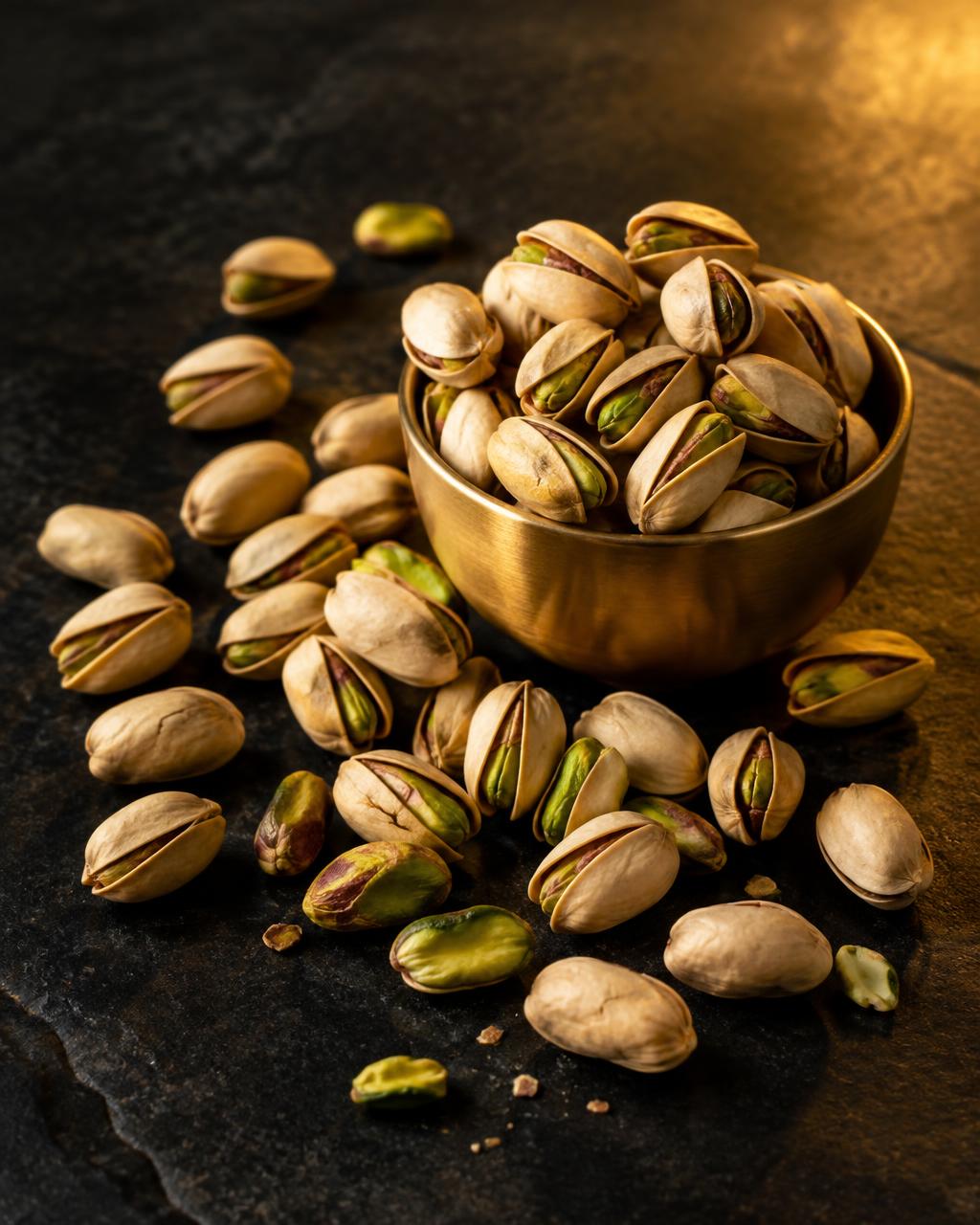 Original Premium Pistachios photo from the previous shop: loose pistachios in a bronze bowl